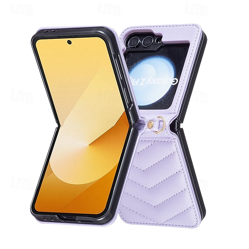 טלפון מגן עבור סמסונג גלקסי Z Flip 6 Z Flip 5 Z Flip 4 Z Flip 3 כיסוי אחורי עם שרוך עמיד בזעזועים רטרו TPU עור PU 2025 - $18.99 –P3