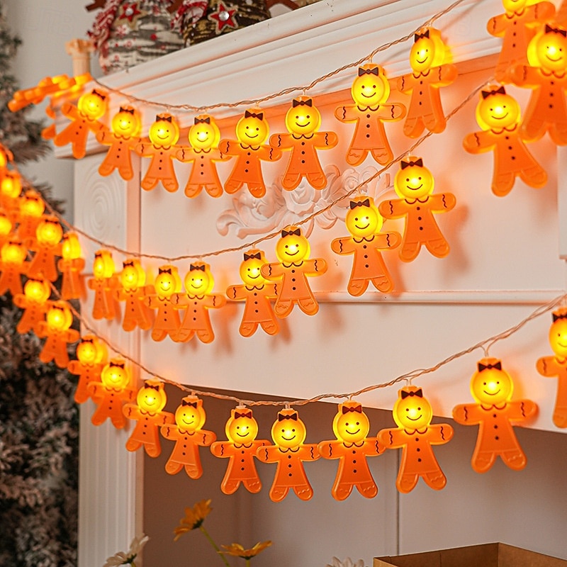 luci a forma di omino di pan di zenzero luci a forma di fata di Natale, luci a forma di lampadina per albero di Natale 1,5 m 10 led alimentati a batteria luci decorative per feste di Natale del 2025 a $12.99 –P3