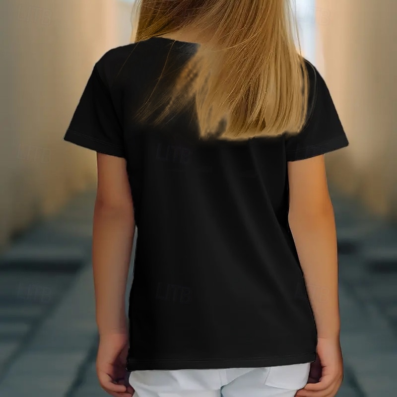 Dla dziewczynek 3D Graficzny Zwierzę Kot T-shirt Krótki rękaw Lato Wiosna Moda Podstawowy Dzieci 4-12 lat Półgolf Na zewnątrz Codzienny Regularny 2025 - $11.99 –P4