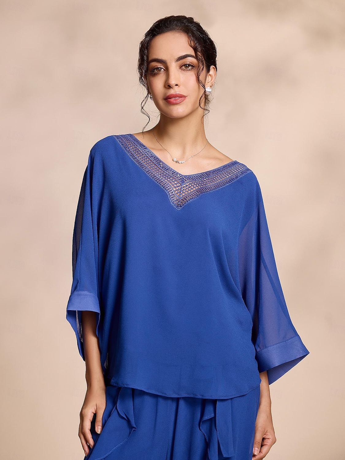 2026年 シフォン カジュアル マジャル スリーブ ディープ V ブラウス  コレクション – $15.69 –P4