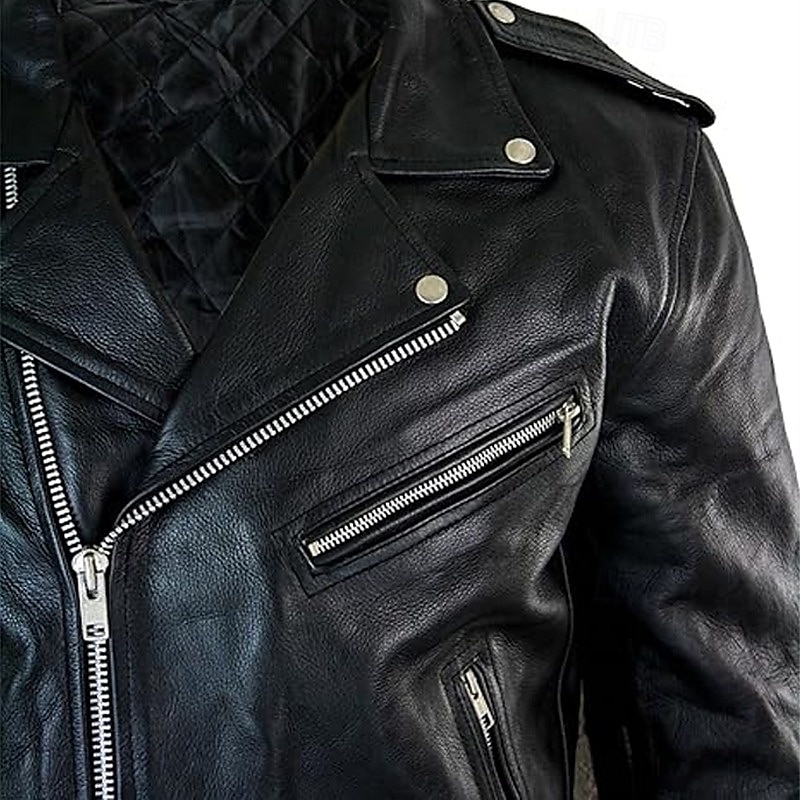 Men's Faux Leather Jacket Transition Jacket Biker Jacket Negan Leather Jacket Daily Vacation Windproof Warm Pocket Fall & Winter Plain Fashion Classic Lapel Regular Black Jacket 2026 - $48.99 –P9