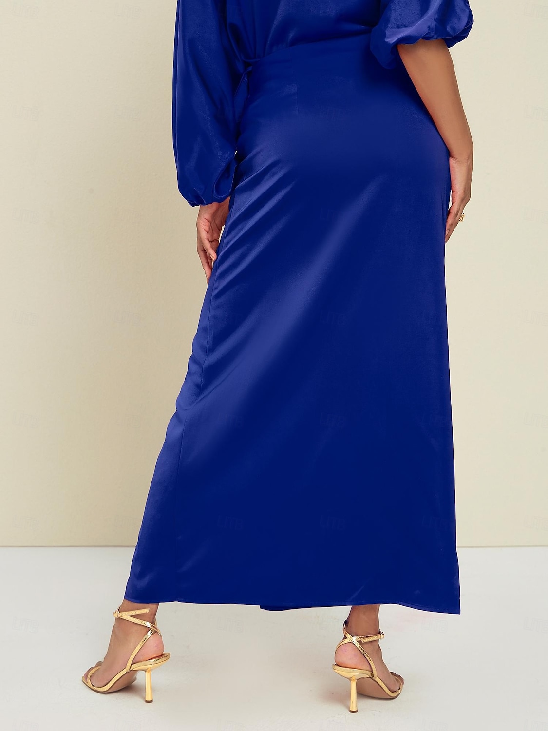 Set di due pezzi per invitati al matrimonio in raso, collo slash floreale, maniche a Giulietta, gamba larga del 2025 a $55.99 –P13