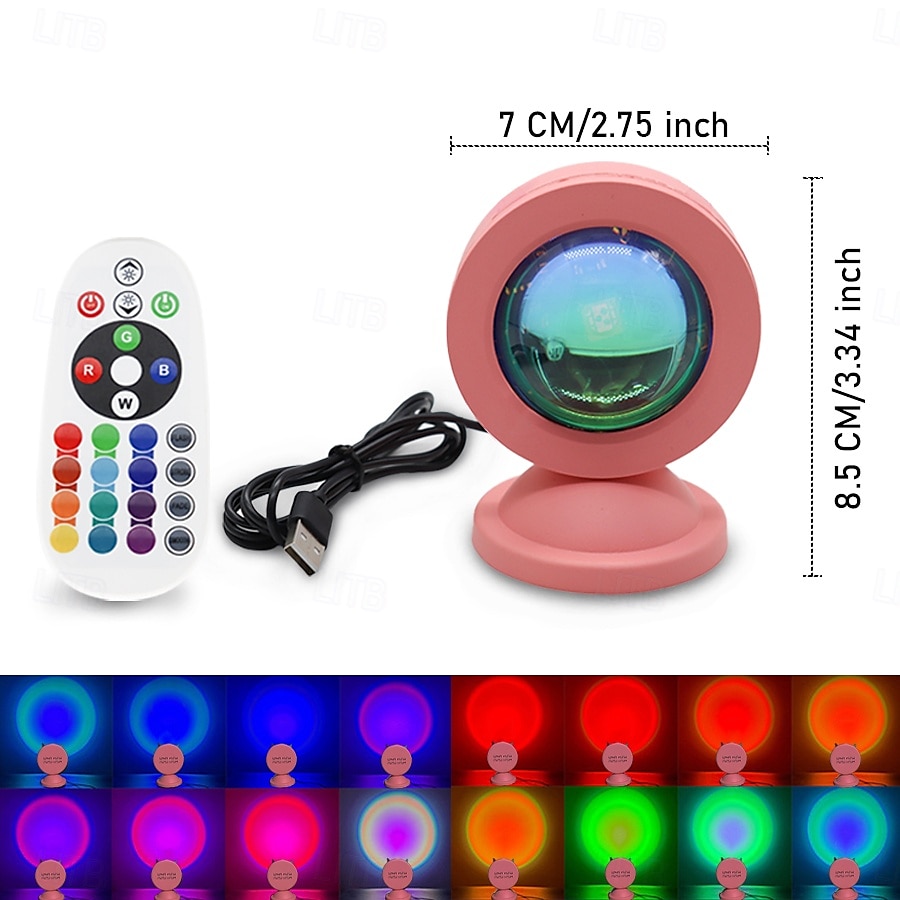 mini západ slunce led projektor světlo s dálkovým ovládáním 16 barev západ slunce led světlo oblouková lampa usb atmosféra osvětlení projekt pro dekoraci 2025 - $12.99 –P4
