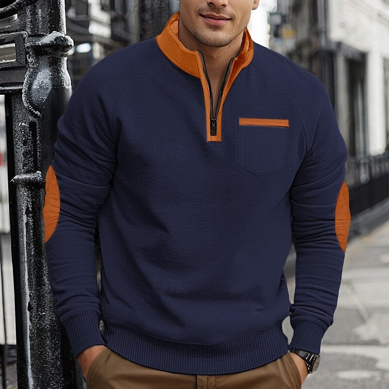 Per uomo Felpa con zip Compatto Nero Vino Blu marino Grigio chiaro Grigio scuro Colletto Mao mezza cerniera Color Block Tasche Ufficio Sportivo Informale Streetwear Essenziale Informale Primavera del 2025 a $27.99 –P1