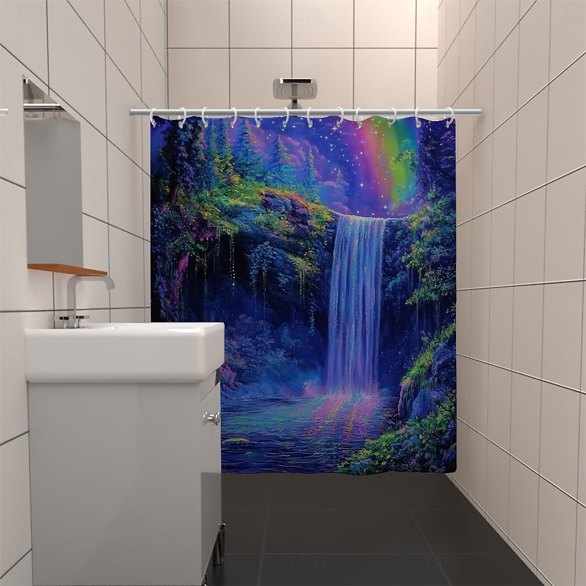 Shower Curtain with Hooks 180cm*180cm(70"*70") Polyester Washable Waterproof Forest Waterfall Pattern Bathroom Bathtub Decor 2025 - $19.99 –P5