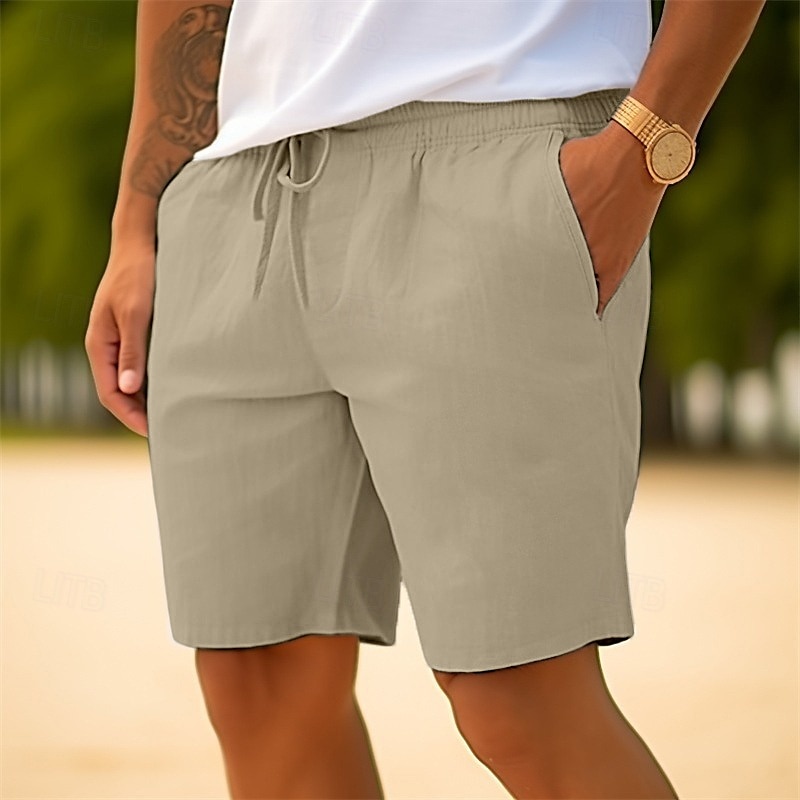Homens Calção Shorts de verão Shorts de praia Com Cordão Cintura elástica Perna reta Tecido Conforto Respirável Curto Casual Diário Feriado Moda Estilo Clássico Branco Azul Marinha de 2025 por $16.49 –P11