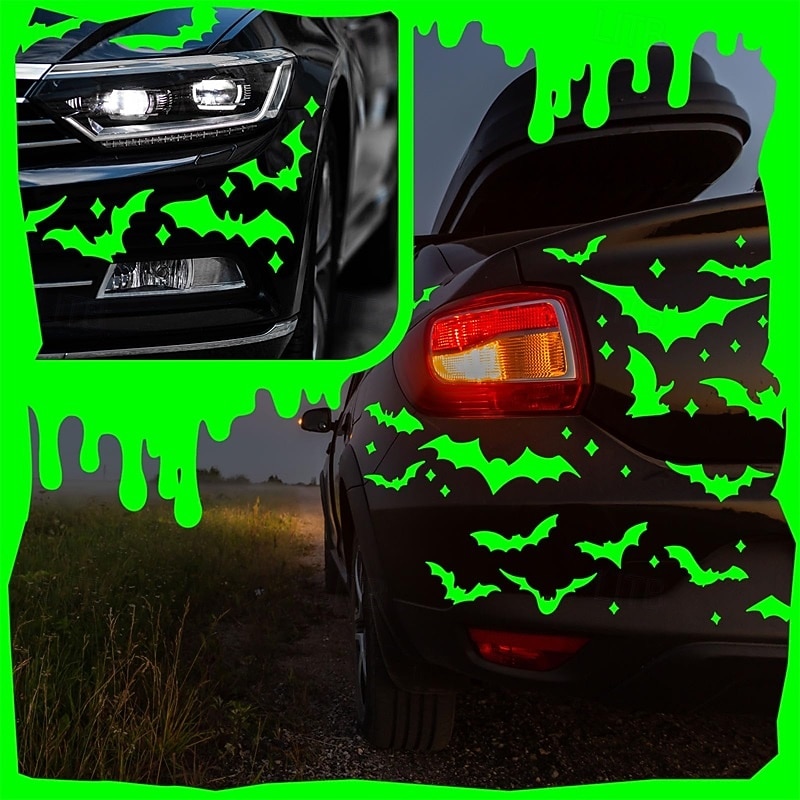 halloween svítící ve tmě zelené nálepky s netopýrem ve tvaru netopýra 2025 - $8.99 –P3