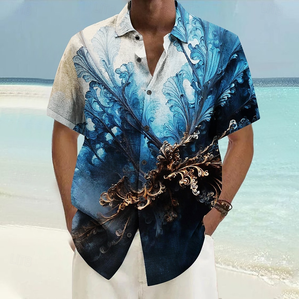 Ανδρικά Μοτίβο Πουκάμισο παραλίας Πουκάμισο με κουμπιά Κοντομάνικο Χαβανέζα Καθημερινό Διακοπές Καθημερινά Καλοκαίρι Άνοιξη Απορρίπτω Πουκάμισα με γιακά Κουμπί επάνω 3D εκτύπωση 2026 - $25.99 –P7