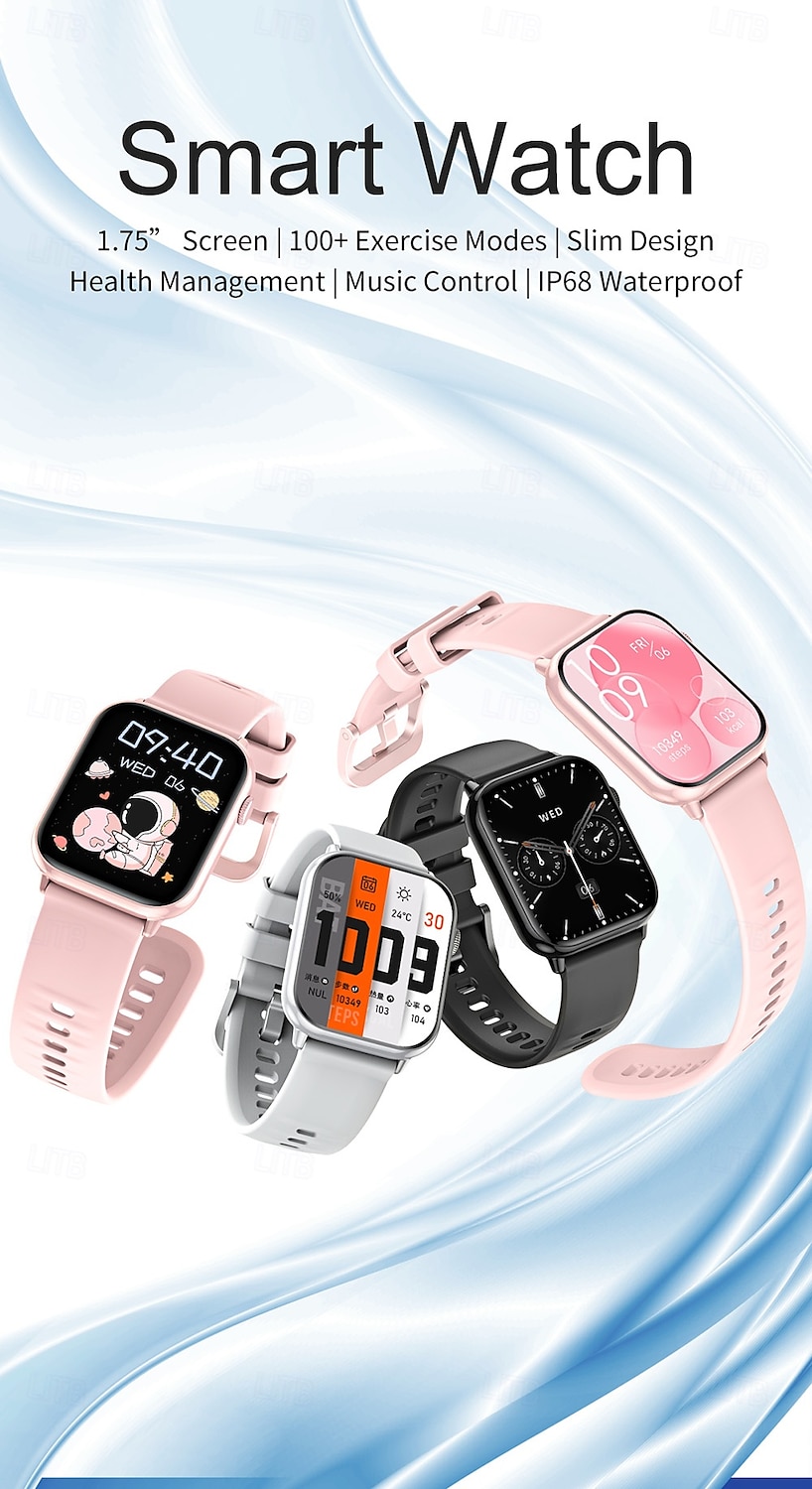 iMosi HD15 Smart Watch 1.75 inch Smartwatch Fitness Running Watch Bluetooth Pedometer Call Reminder Activity Tracker Compatible with Android iOS Women Men Hands-Free Calls Waterproof Media Control 2025 - $37.99 –P1