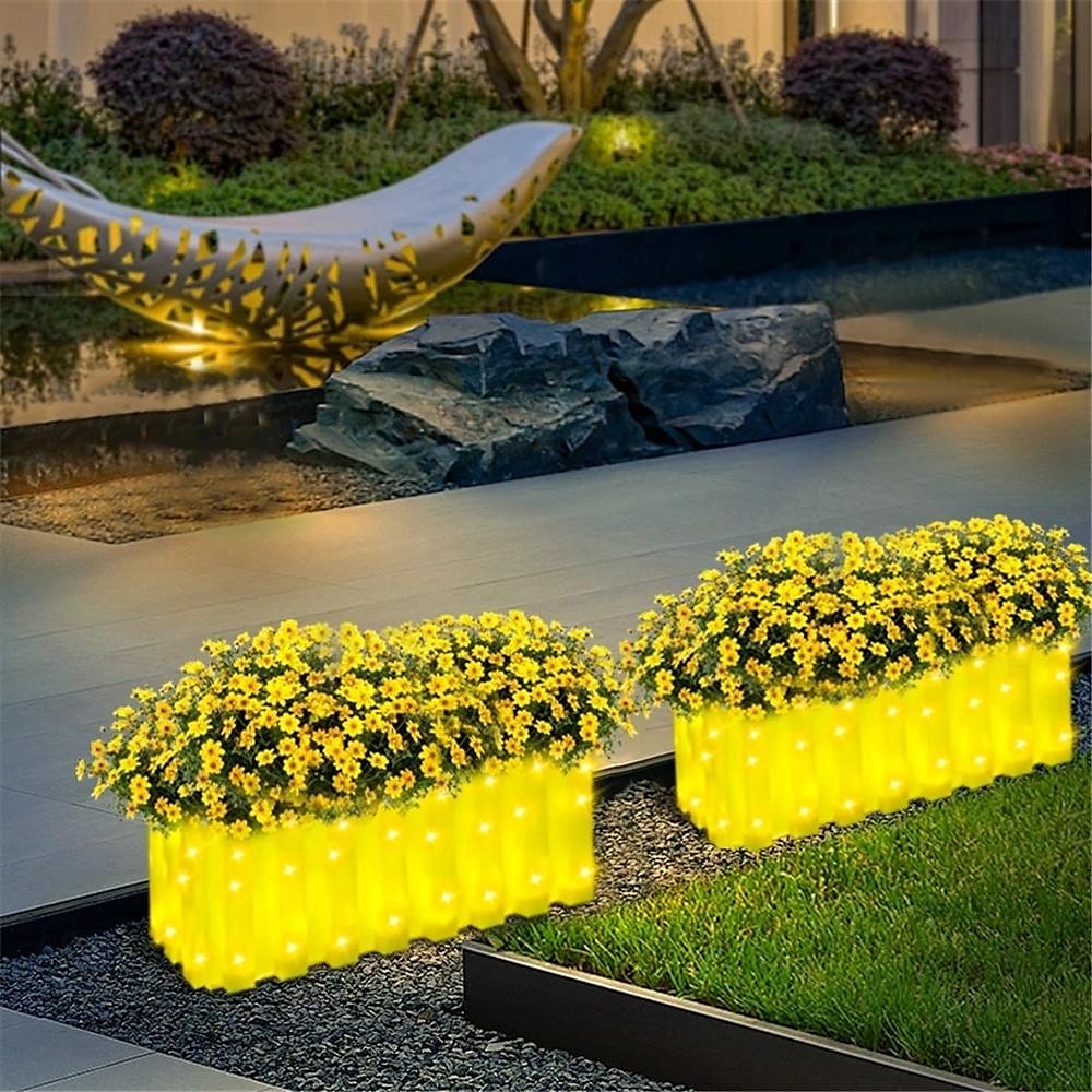 solcelledrevet lysende blomsterpotte lys balkong hage jul led lysende blomsterpotte til jul gårdsplass atmosfære dekorasjon 1 stk 2025 - $38.99 -P6