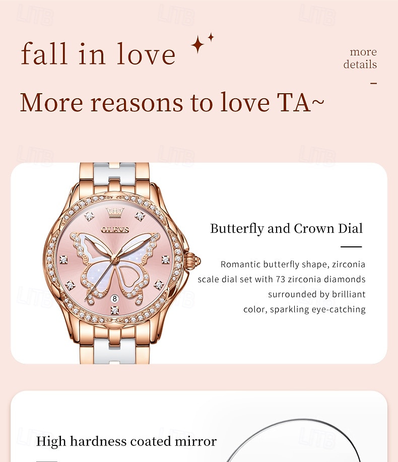 OLEVS 5610 Mother's Day Gift for Women's Watches Elegant Fashion Rhinestone Bezel Ceramic Strap Wristwatch Waterproof Luminous Automatic Watch 2026 - $62.99 –P18