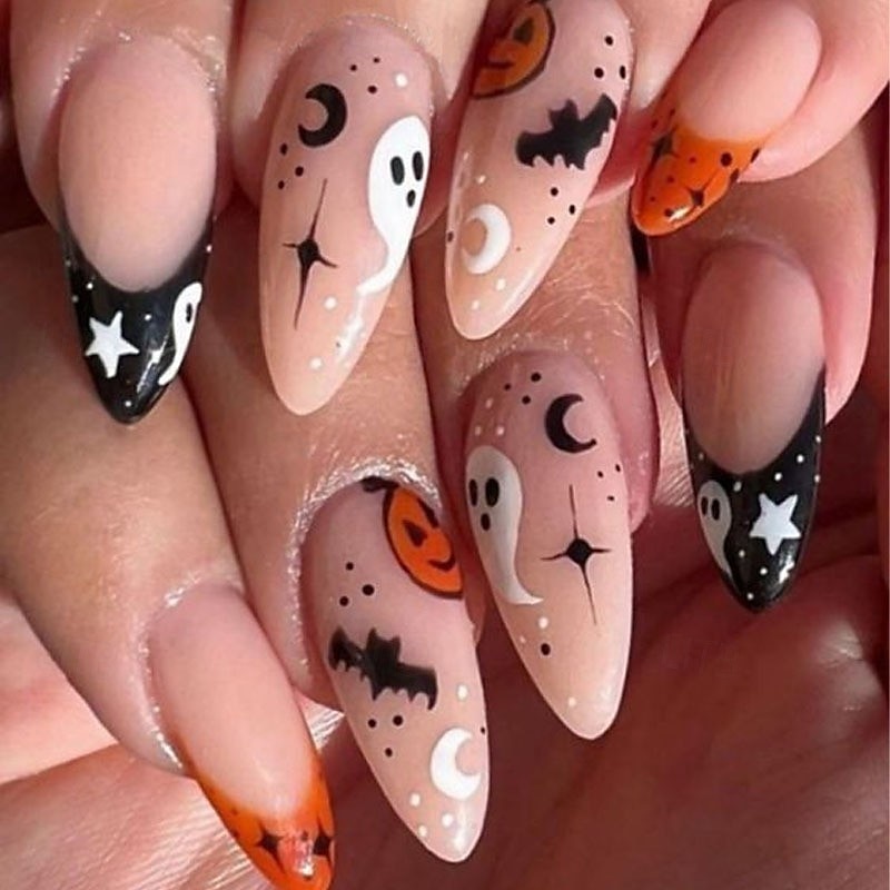 1conjunto Resina Clássico Melhor qualidade Criativo Moda dia das Bruxas Festa / Noite Festival Unhas postiças para Unha de Dedo de 2025 por $10.99 –P13