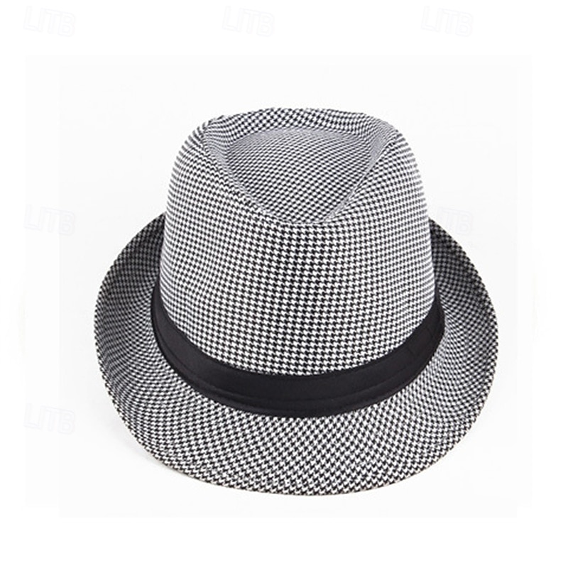 Homme Chapeau du Kentucky Derby Chapeau de Soleil Chapeau à bord sauvage Haut-de-forme Noir Jaune Polyester Mode Occasionnel Rue Quotidien Pied-de-poule Respirant de 2025 ? $7.99 –P7