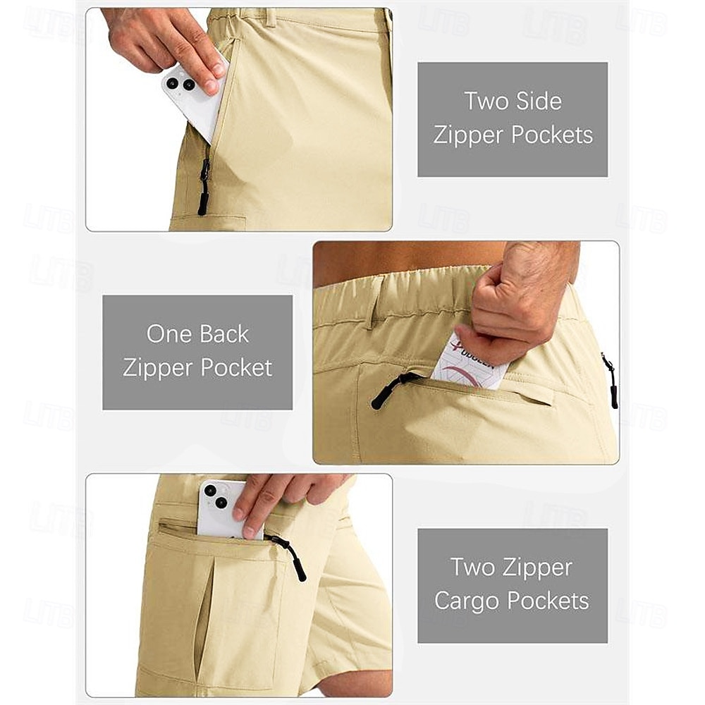 Муж. Спортивные шорты Шорты-карго Уличные шорты Шорты для туризма и прогулок Эластичная талия Карман на молнии Полотняное плетение Дышащий Быстровысыхающий Короткие 2026 - $39.99 –P5