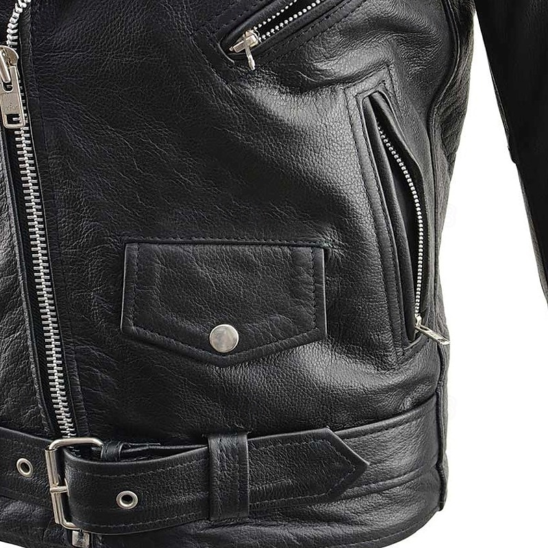 Men's Faux Leather Jacket Transition Jacket Biker Jacket Negan Leather Jacket Daily Vacation Windproof Warm Pocket Fall & Winter Plain Fashion Classic Lapel Regular Black Jacket 2026 - $48.99 –P10