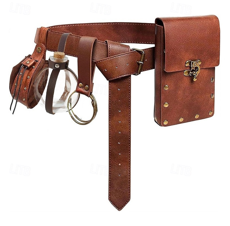 Medieval Renaissance Waist Belt Men's Women's Celtic Viking Fantasy Halloween Carnival Performance LARP Adults' Belt Sscabbard Magic Bottle 2025 - $37.99 –P6