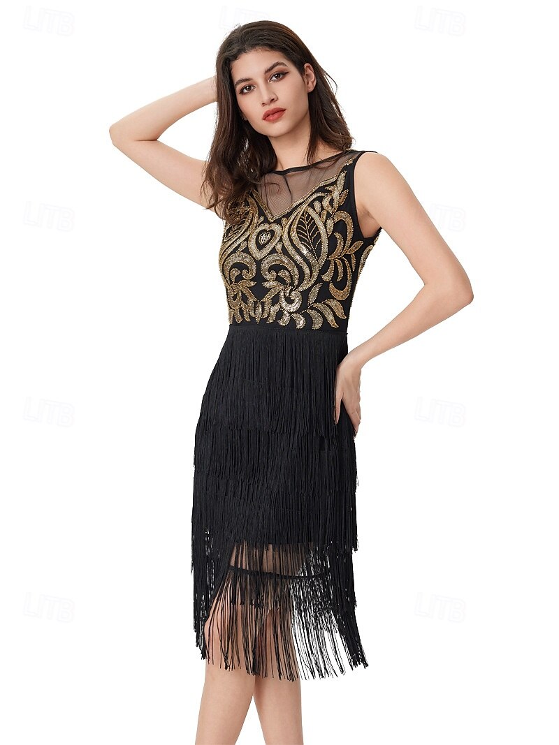 Retró Ordító 20-as évek 1920-as évek Flapper ruha Szerepjáték Jelmezek Felszerelések A nagy Gatsby Esküvői Vendég Flitter Rojt Női Karácsony Mindszentek napja Farsang Halloween Buli / Este Esküvői 2025 - $95.99 –P5