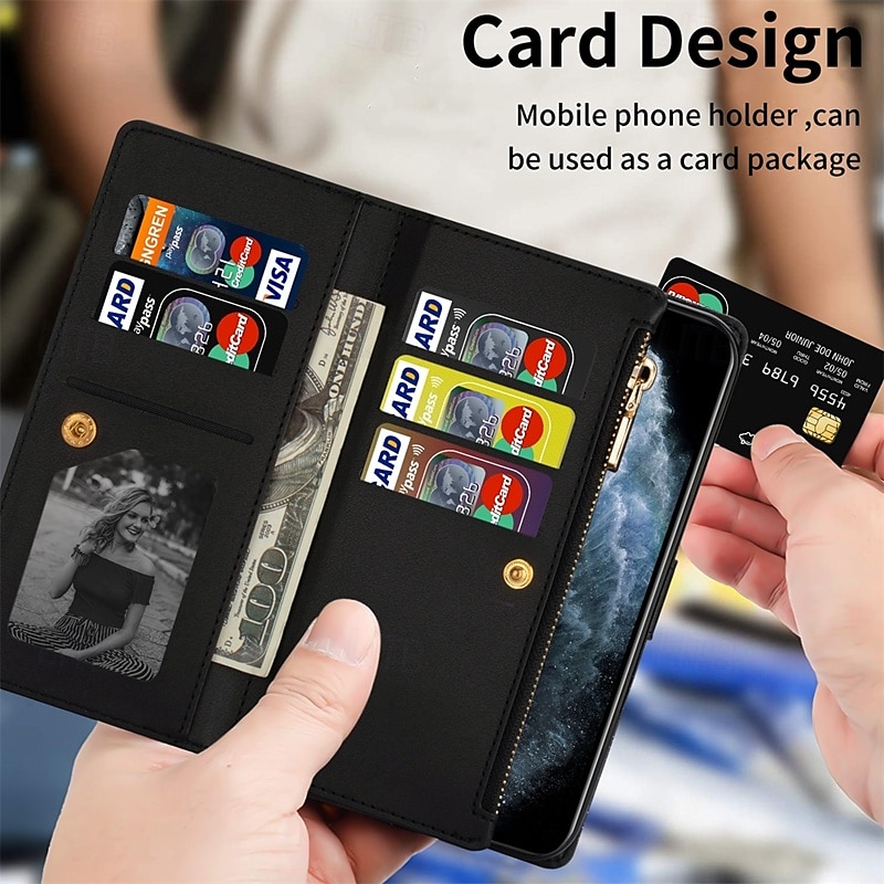 Phone Case For iPhone 16 Pro Max Plus iPhone 15 Pro Max Plus iPhone 14 13 12 11 Pro Max Plus Mini SE Wallet Case with Stand Holder Magnetic Zipper Retro TPU PU Leather 2025 - $24.99 –P12