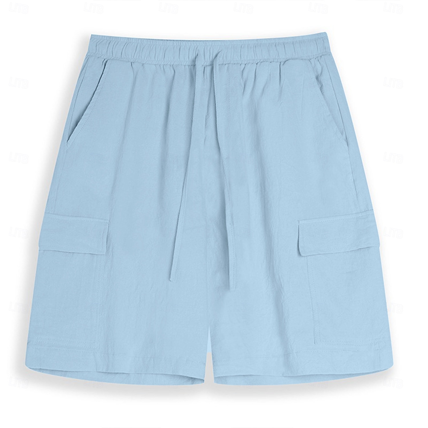 Men's Cargo Shorts Shorts Linen Shorts Summer Shorts Beach Shorts Drawstring Elastic Waist Multi Pocket Plain Knee Length Beach Hawaiian Casual Black White Inelastic 2025 - $22.99 –P1