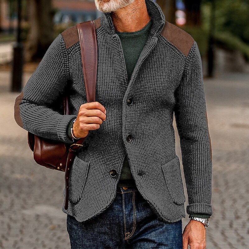 Hombre Pulóveres Chaqueta de Punto Vestido Suéter Chaqueta suéter Estriado Tejer Recortado De Punto Escote Chino Ropa Otoño Invierno Ejército verde Negro S M L 2025 - $37.99 –P5