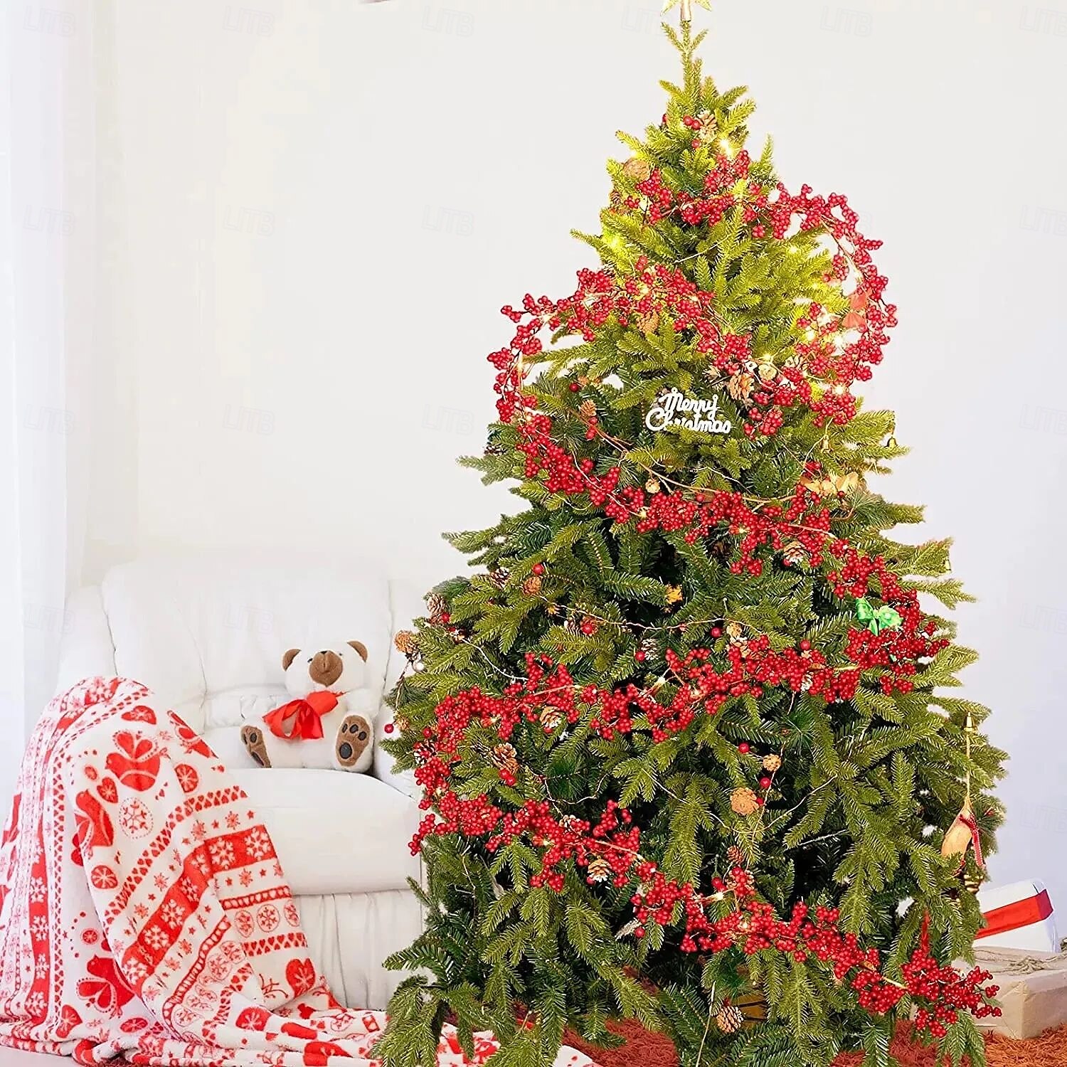 Guirlande lumineuse de Noël en forme de canne à fruits rouges, 1,9 m, 20 LED, alimentée par batterie, pour Noël, Nouvel An, fête, mariage, maison, jardin, balcon, décoration de 2025 ? $28.99 –P7