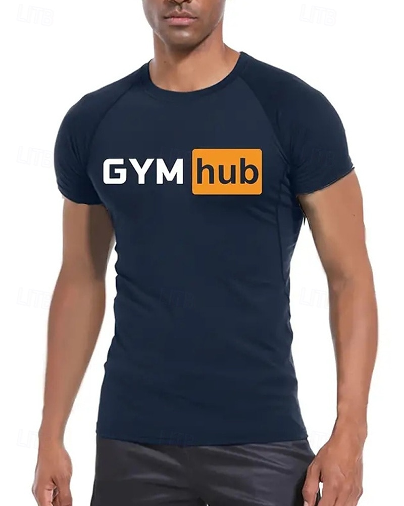 Муж. Компрессионная футболка Спортивная рубашка Фитнес-рубашка С короткими рукавами Футболка Футболка Повседневные Одежда для спорта и отдыха Буквы Быстровысыхающий Высокая растяжка Дышащий 2025 - $15.49 –P5