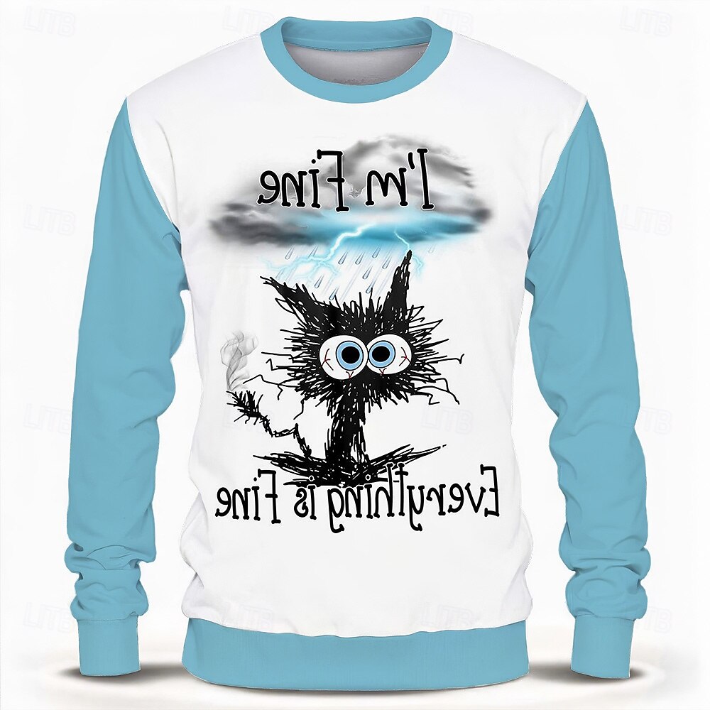 Hombre Gato Gracioso Sudaderas Sudadera Manga Larga Camisa de entrenamiento Cuello Barco Moda vaquero Impresión 3D Vacaciones Fiesta Cuello redondo Otoño Invierno 2025 - $28.99 –P1