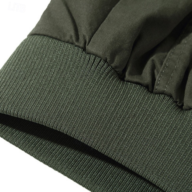 Herr Bomberjacka Vardaglig jacka Dagligen Semester Andningsfunktion Ficka Vår & Höst Slät Mode Klassisk Kavajslag Normal Svart Kaki Armégrön Jacka 2025 - $46.99 –P5