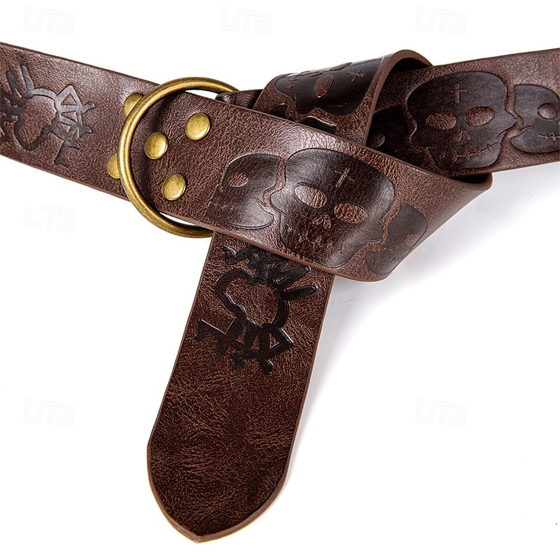 Herren Gürtel Hüftgurt Schwarz Braun PU Aleación Retro Einstellbar Totenkopf Motiv Kürbis Halloween Täglich 2025 - $14.99 –P9