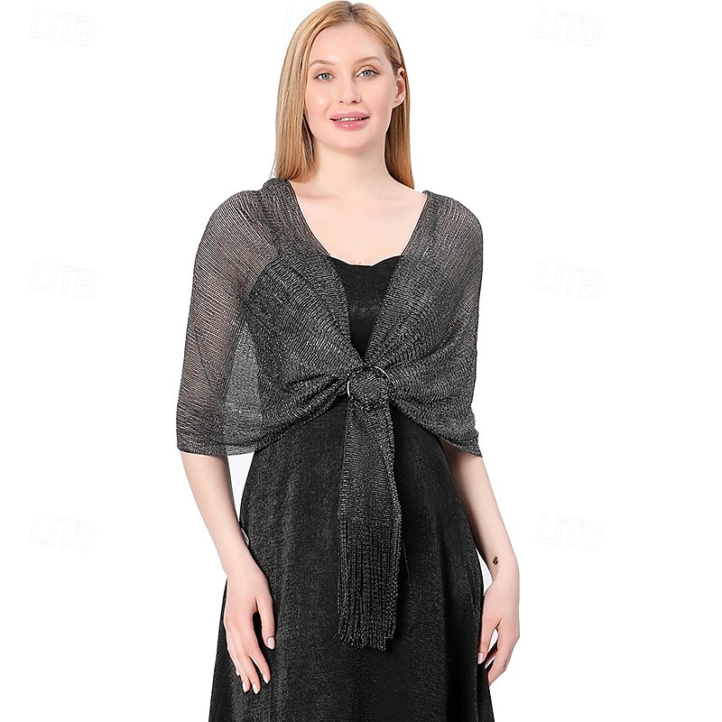 châle en soie or et argent avec boucle, groupe de mariée et demoiselle d'honneur, soirée dansante, robe de mariée, robe de soirée, châle pour femme de 2025 ? $22.99 –P6