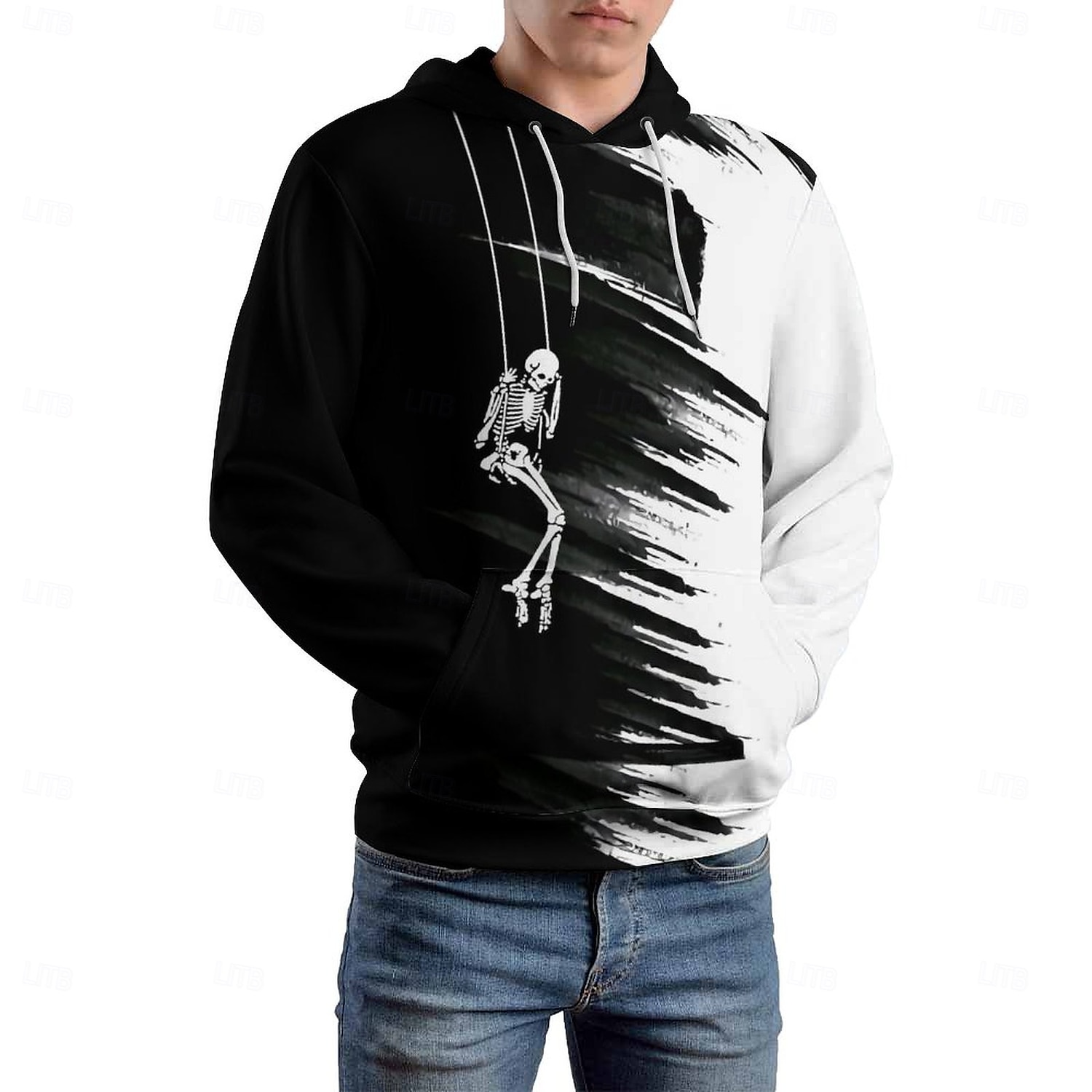 Pánské Kapuce Kapucky Mikina Kapuce Dlouhý rukáv Mikina s kapucí Kapuce Módní 3D tisk Dovolená Streetwear Bílá Potisk Zima Jaro & podzim Návrhář 2025 - $30.99 –P1