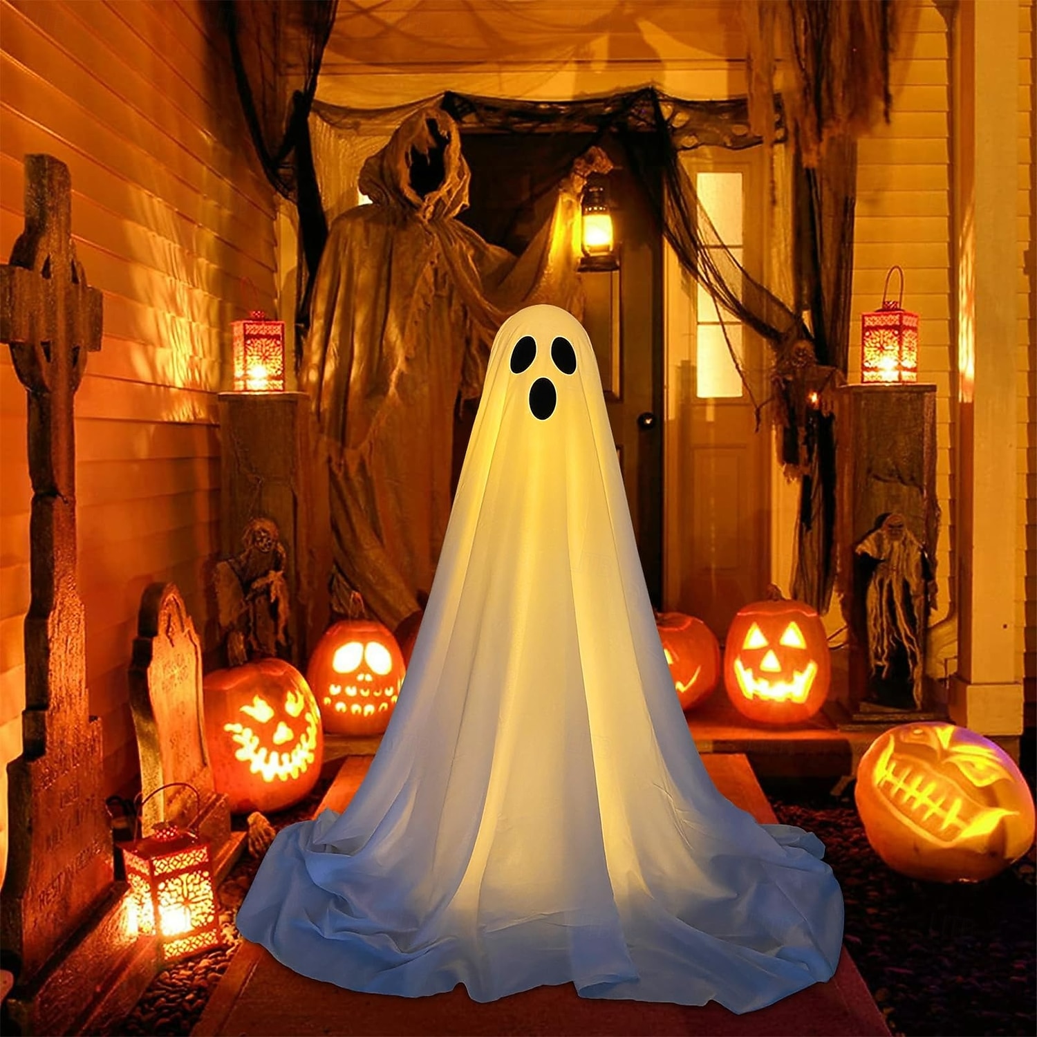 Halloween Decorations Lighted Ghosts Outdoor Decoration Lights Yard Halloween Standing Ghost Lights Battery Operated Porch for Patio Spooky Atmosphere Decorations 1pc 2026 - $30.99 –P18