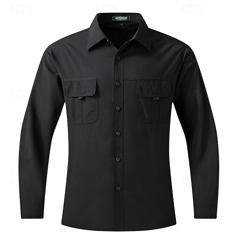 Herren Hemd Arbeitshemden Knopfhemd Cargo-Shirt Schwarz Kaki Armeegrün Grau Langarm Glatt Kargen Urlaub Festtage Vordertasche Bekleidung Polyester Modisch Brautkleider schlicht Komfortabel 2025 - $32.99 –P4