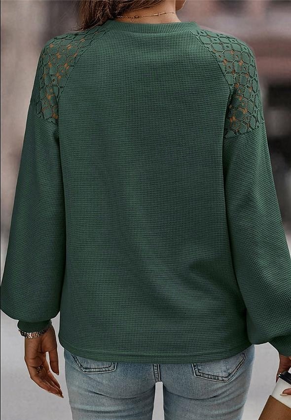 Women's Pullover Elegant Vintage Fashion Plain Work Dailywear Casual Crew Neck Patchwork Loose Fit Long Sleeve Black Brown Green Fall Winter 2025 - $29.99 –P2
