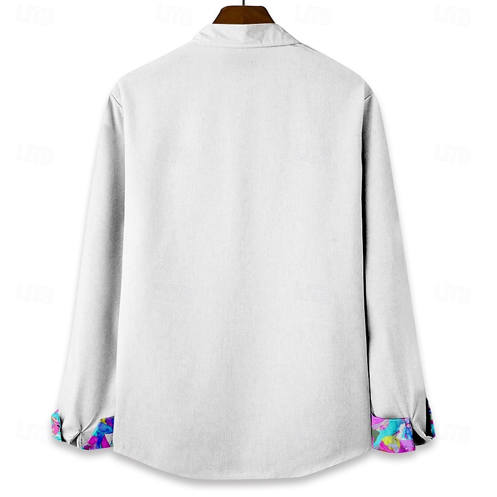 Herren Blumen Tropische Blumen Strandhemd Hawaiihemd Sommerhemd Knopfhemd Langarm Hemd Hemden mit Kragen Hawaiianisch Urlaub Täglich Weiß Gelb Blau S M L 2025 - $26.99 –P5