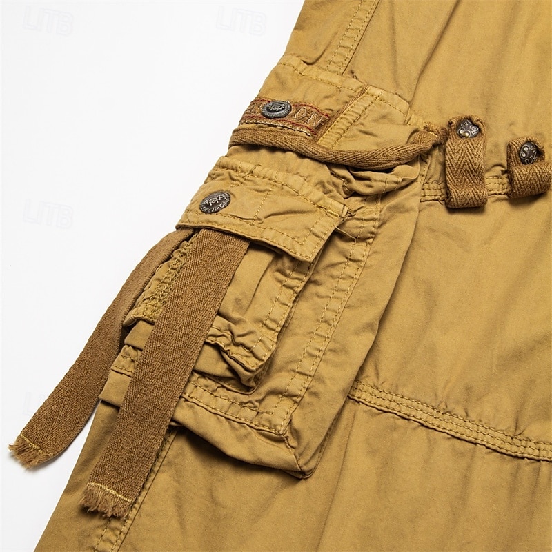 Men's Cargo Shorts Below Knee Length Shorts Capri Pants Hiking Shorts Multi Pocket Plain Calf-Length Daily Basic Big and Tall Wine Army Green 2025 - $37.99 –P7