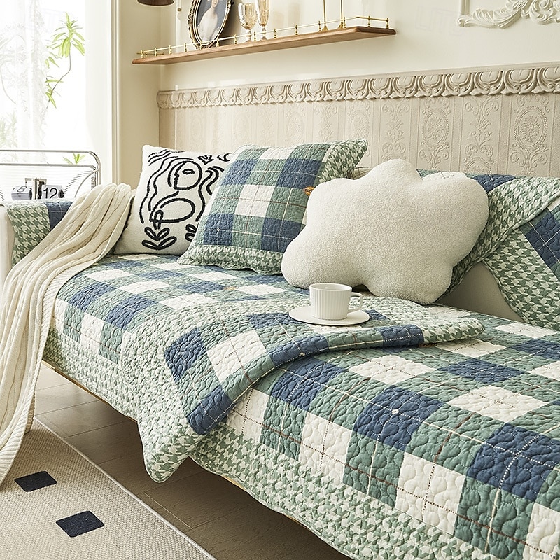 gesteppte Sofabezug aus Baumwolle mit geometrischem Muster im Boho-Stil, rutschfeste Sofahusse, Möbelschutz für Hunde und Haustiere 2025 - $27.99 –P5