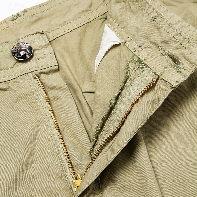 Men's Cargo Shorts Bermuda shorts Work Shorts Hiking Shorts Leg Drawstring Multi Pocket 6 Pocket Plain Knee Length Sports Outdoor Going out Streetwear Classic Black Red 2025 - $36.99 –P8