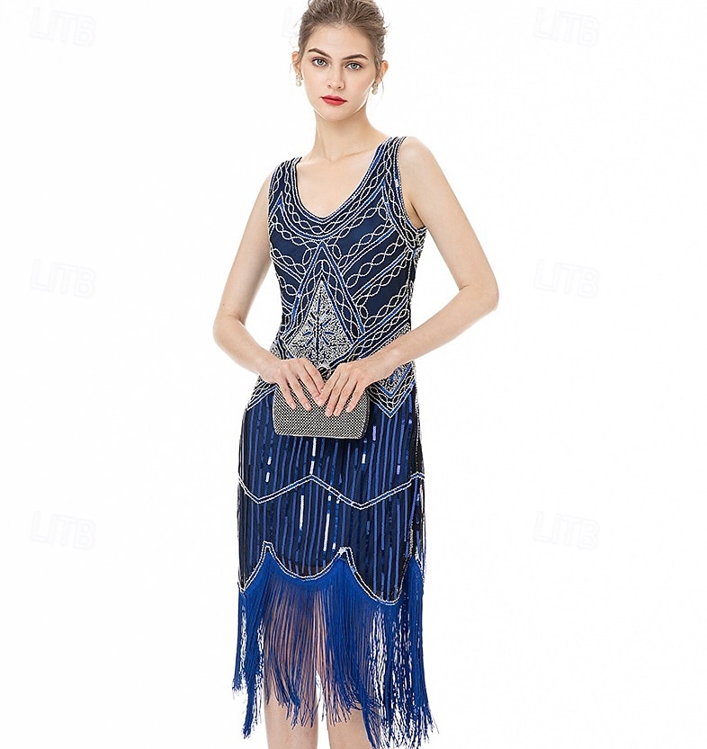 Robe À Paillettes Charleston Frangée Années 20 De Soirée Rétro Femme - Rosaura - Robe à Paillettes
