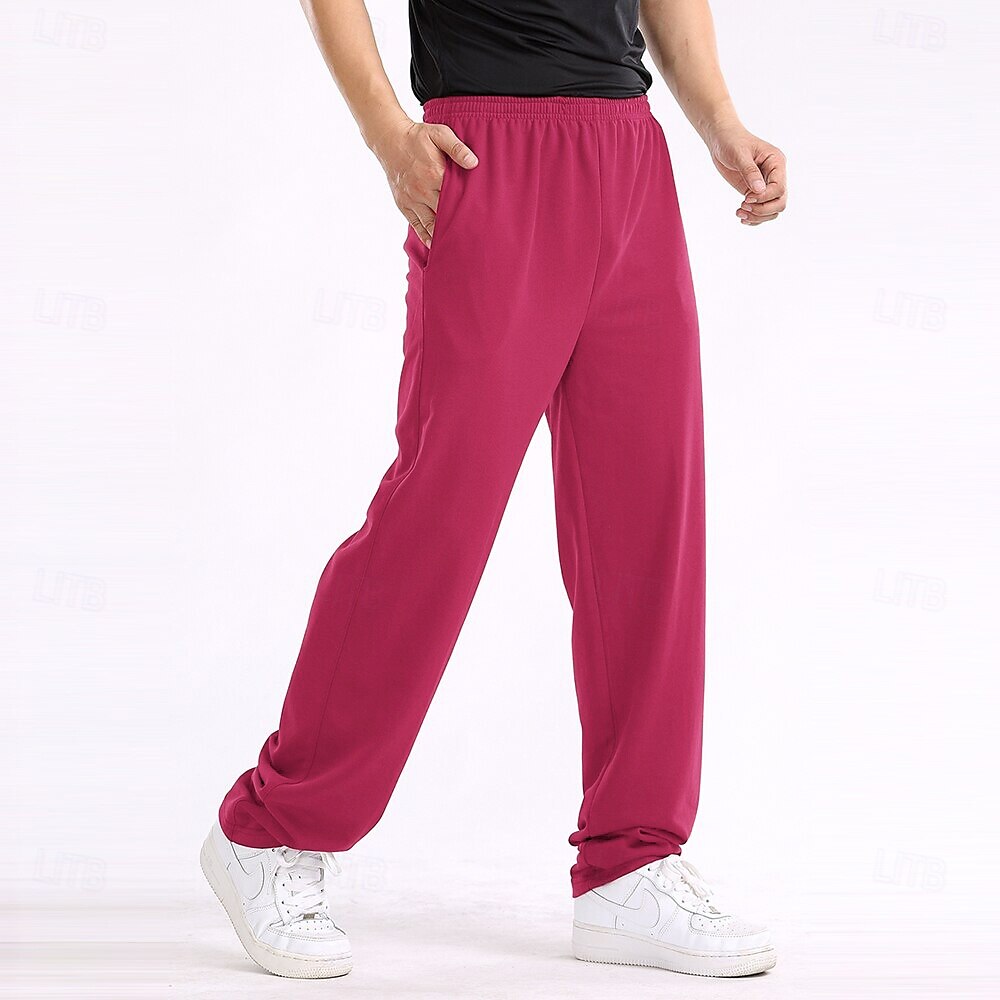 Men's Fleece Pants Sweatpants Joggers Trousers Straight Leg Sweatpants Pocket Plain Comfort Breathable Outdoor Daily Going out Fashion Streetwear Black Wine 2025 - $17.99 –P13