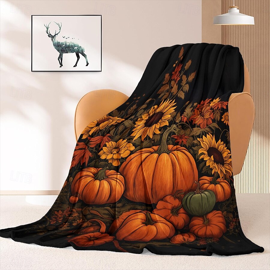coperta con decorazione di Halloween a forma di zucca di Jack O' Lantern - pile morbido e accogliente con motivo a zucca festivo - perfetto per decorazioni di Halloween e per tenersi al caldo del 2025 a $25.99 –P3