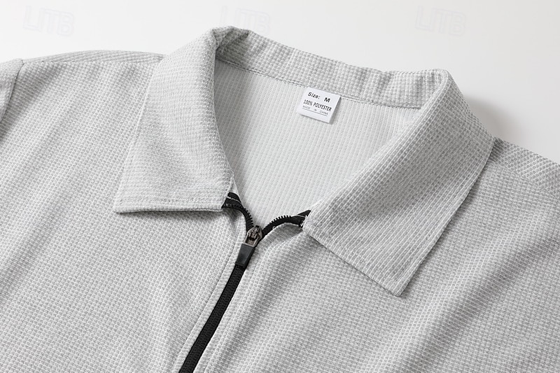 Men's Shirt Jacket Transition Jacket Daily Breathable Pocket All Seasons Plain Classic Lapel Regular Waffle Fabric Black White Royal Blue Khaki Light Grey Jacket 2025 - $27.99 –P12
