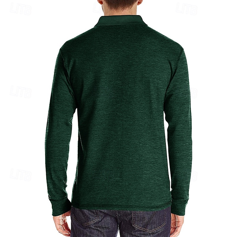 Herr Golftröja golfpolo Arbete Ledigt Kavajslag Långärmad Grundläggande Modern Ensfärgat Knapp Ficka Vår & Höst Normal Vin Aprikos Svart Vit Mörkröd Gul Golftröja 2025 - $21.99 –P16