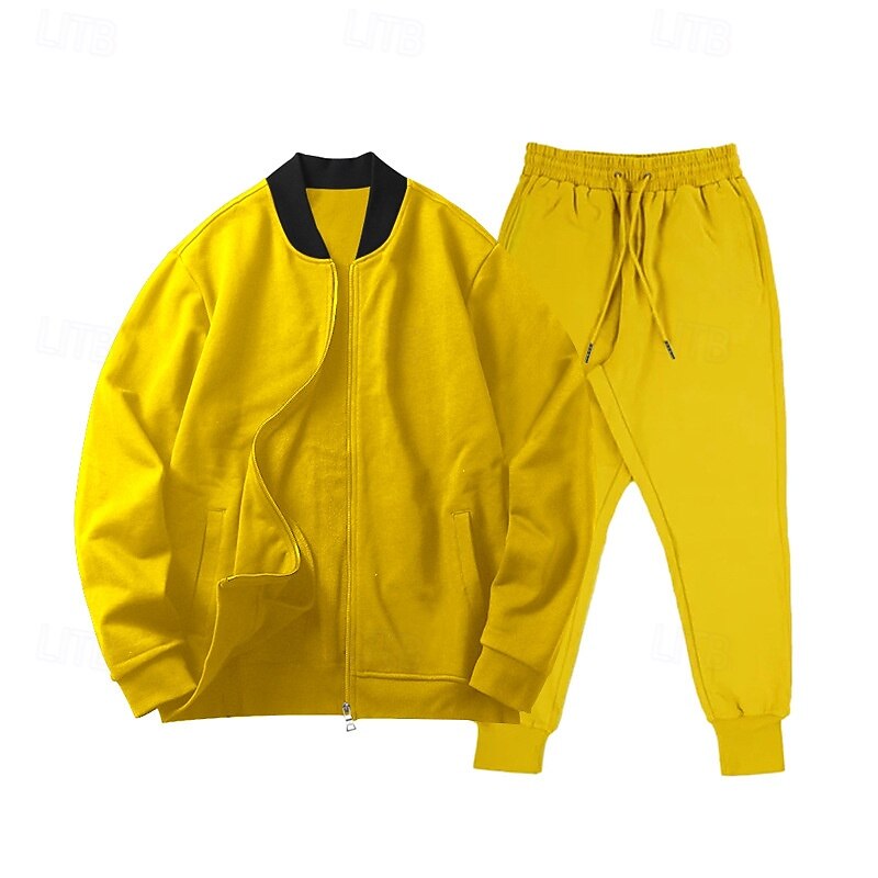 Herren Trainingsanzug Jogginganzug Sweatshirt mit durchgehendem Reißverschluss Marineblau Stehkragen Einfach 2 teilig Täglich Sport & Outdoor Ferien Polyester Streetwear Basic Lässig Frühling & Herbst 2026 - $40.99 –P20