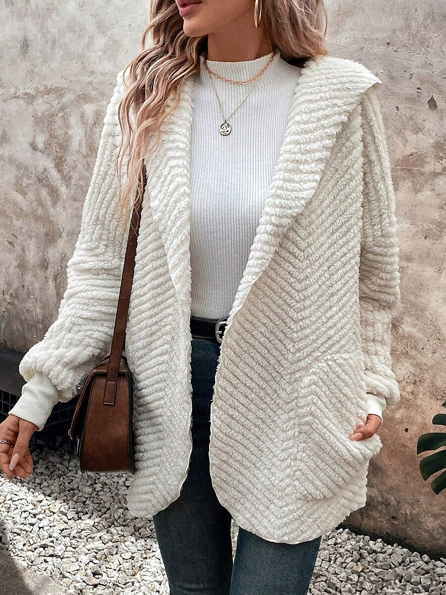 Femme Veste décontractée Chaud Confortable Ajustable Mode Couleur unie Casual du quotidien Ouvrir le devant Normal Col rabattu Standard manche longue Vêtements d'extérieur Blanche Automne Hiver de 2025 ? $41.99 –P4