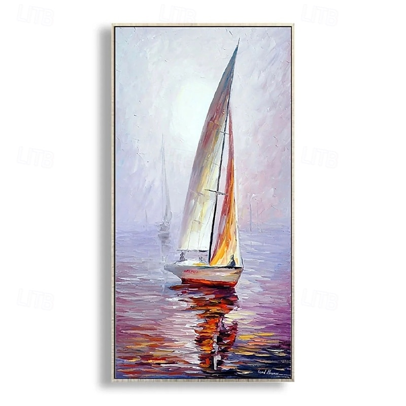 Peinture à l'huile faite à la main abstraite voilier toile art peintures à la main nautique peinture à l'huile sur toile grand voilier peintures mur art moderne paysage marin peinture pour chambre de 2025 ? $66.99 –P2