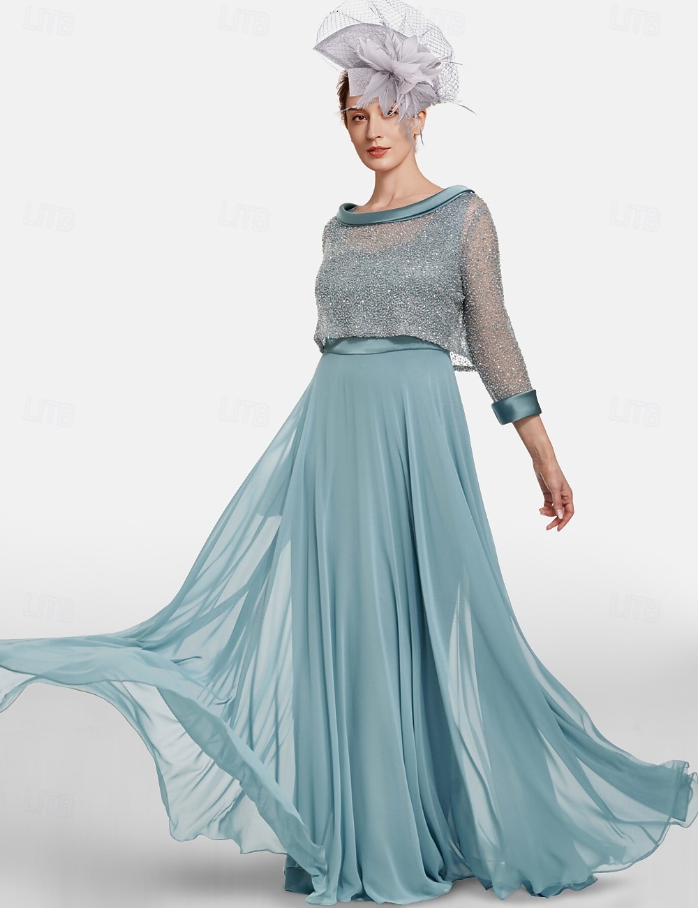 Abito A-Line per la Madre della Sposa Due Pezzi Matrimonio al Mare Elegante Collo Gioiello Lunghezza Tera Chiffon Pizzo Maniche 3/4 Giacca Inclusa Abiti con Colore Solido 2025 misura personalizzata del 2025 a $158.99 –P1