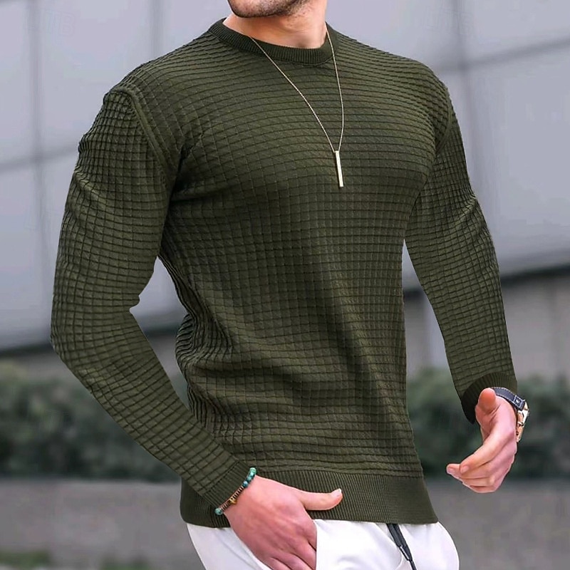 Bărbați Hanorca Hanorac Waffle Negru Alb Verde Militar Kaki Gri Închis Stil Nautic Simplu Striat Texturat Textură tricotată Sporturi & Exterior Zilnic Concediu Poliester Șic Stradă De Bază Casual 2026 - $18.99 –P14