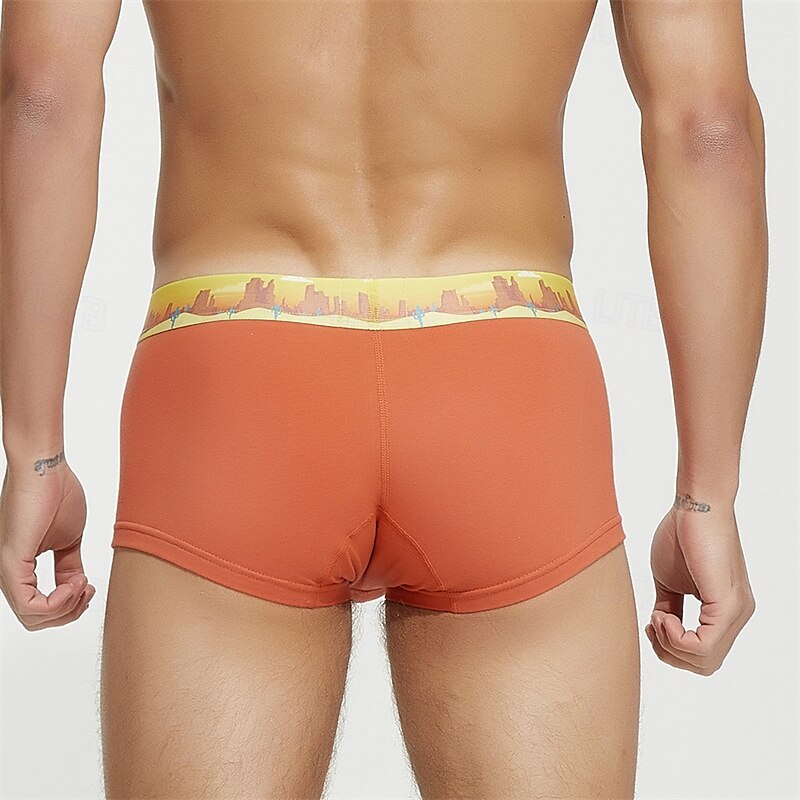Men's 1 PCS Boxers Underwear Boxer Shorts 90% Cotton Breathable Soft Comfortable Color Block Letter Mid Rise Black White 2025 - $10.49 –P16