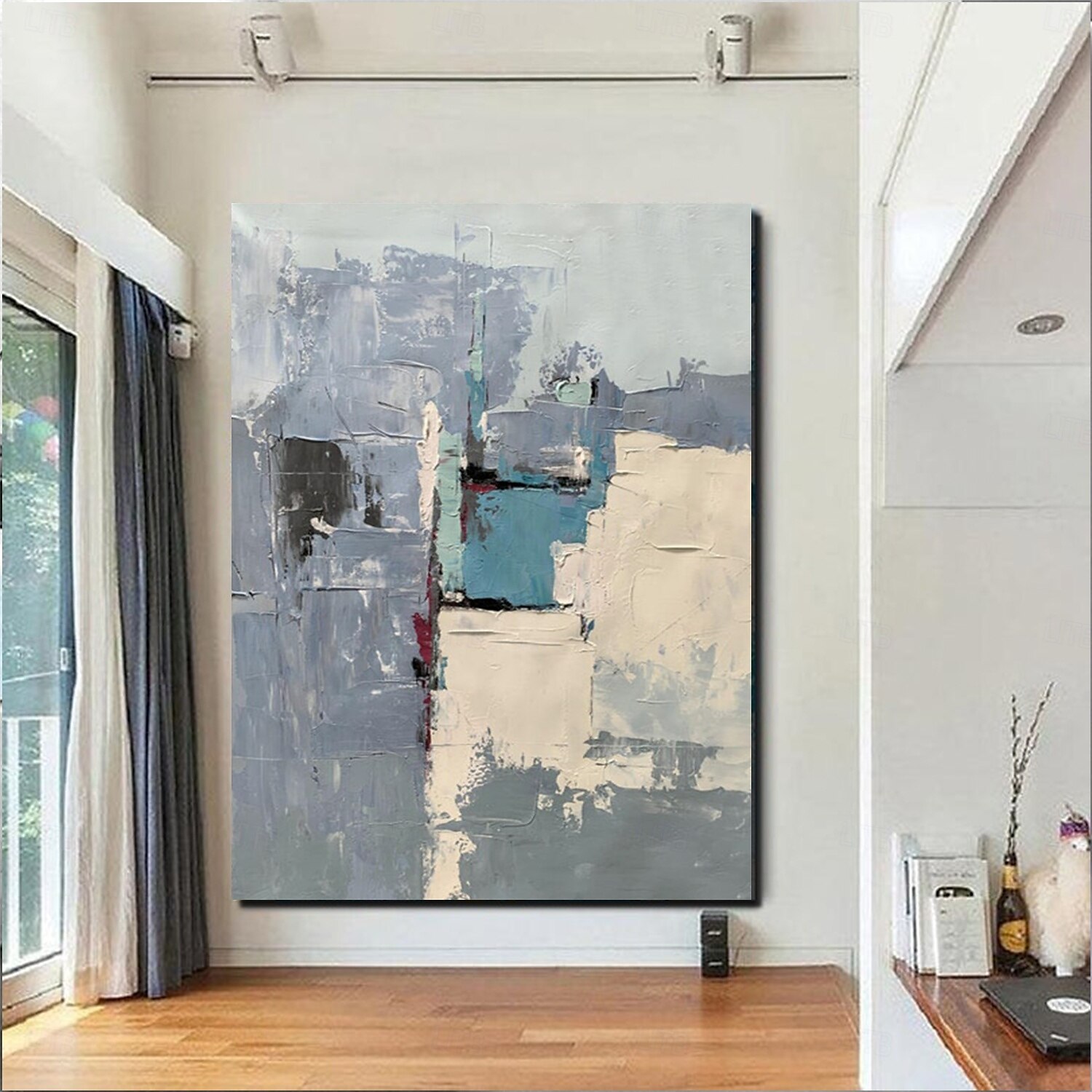 Ölgemälde handgefertigt handgemalt Wandkunst abstrakte Messer Malerei Landschaft grau Wohndekoration Dekor gerollt Leinwand kein Rahmen ungedehnt 2025 - $108.99 –P5